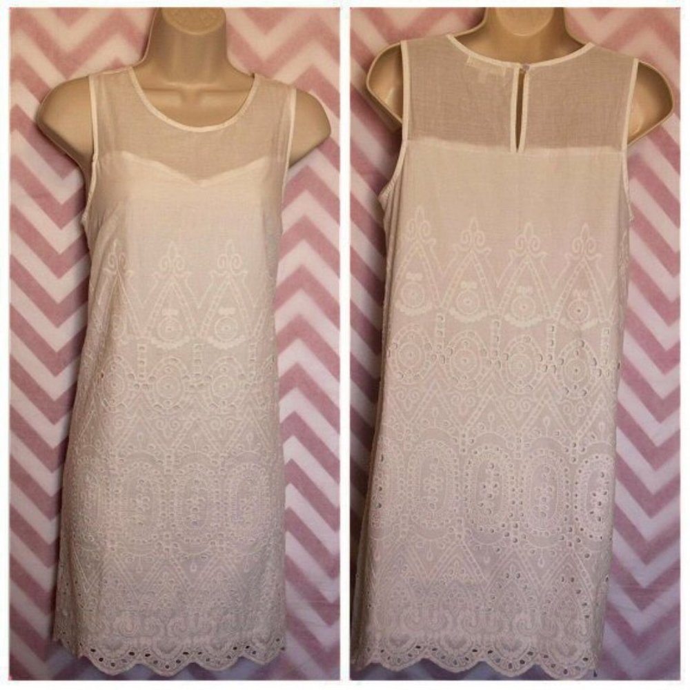 Monteau White Eyelet Lace Dress Size S
